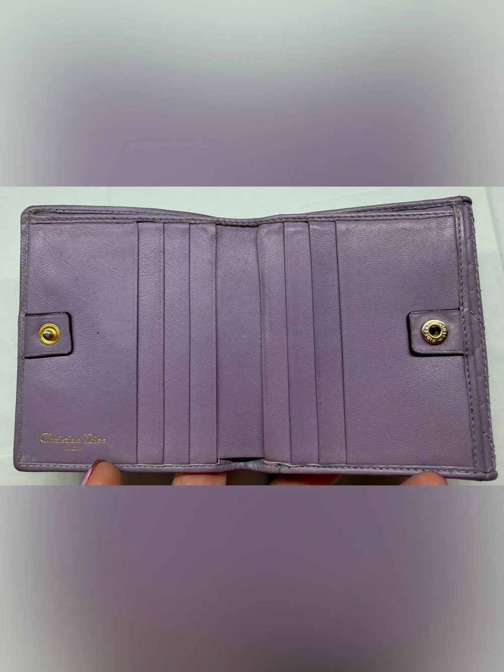 Christian Dior lilac compact wallet